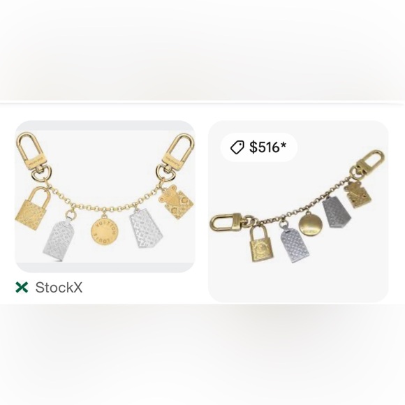 LV keychain bag charm extender. Silver & gold novelty NIB monogram - Picture 7 of 8